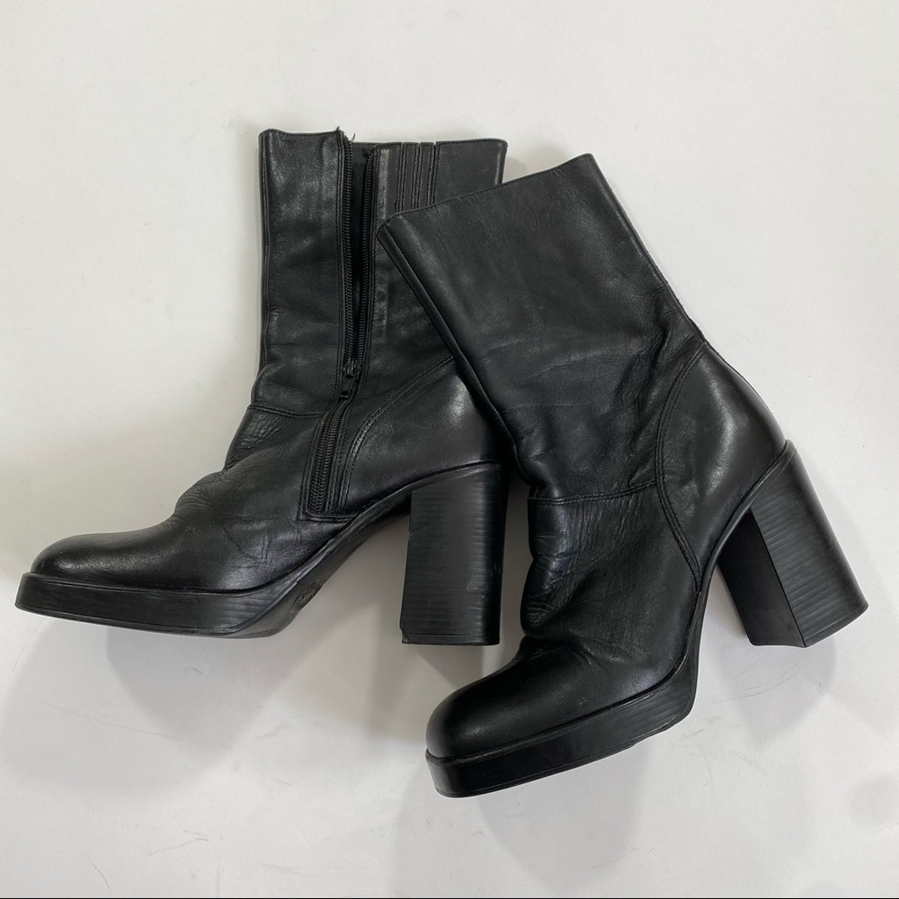 Vintage X Steve Madden 90s FANTASY chunky heeled platform black leather boots - Picture 3 of 10